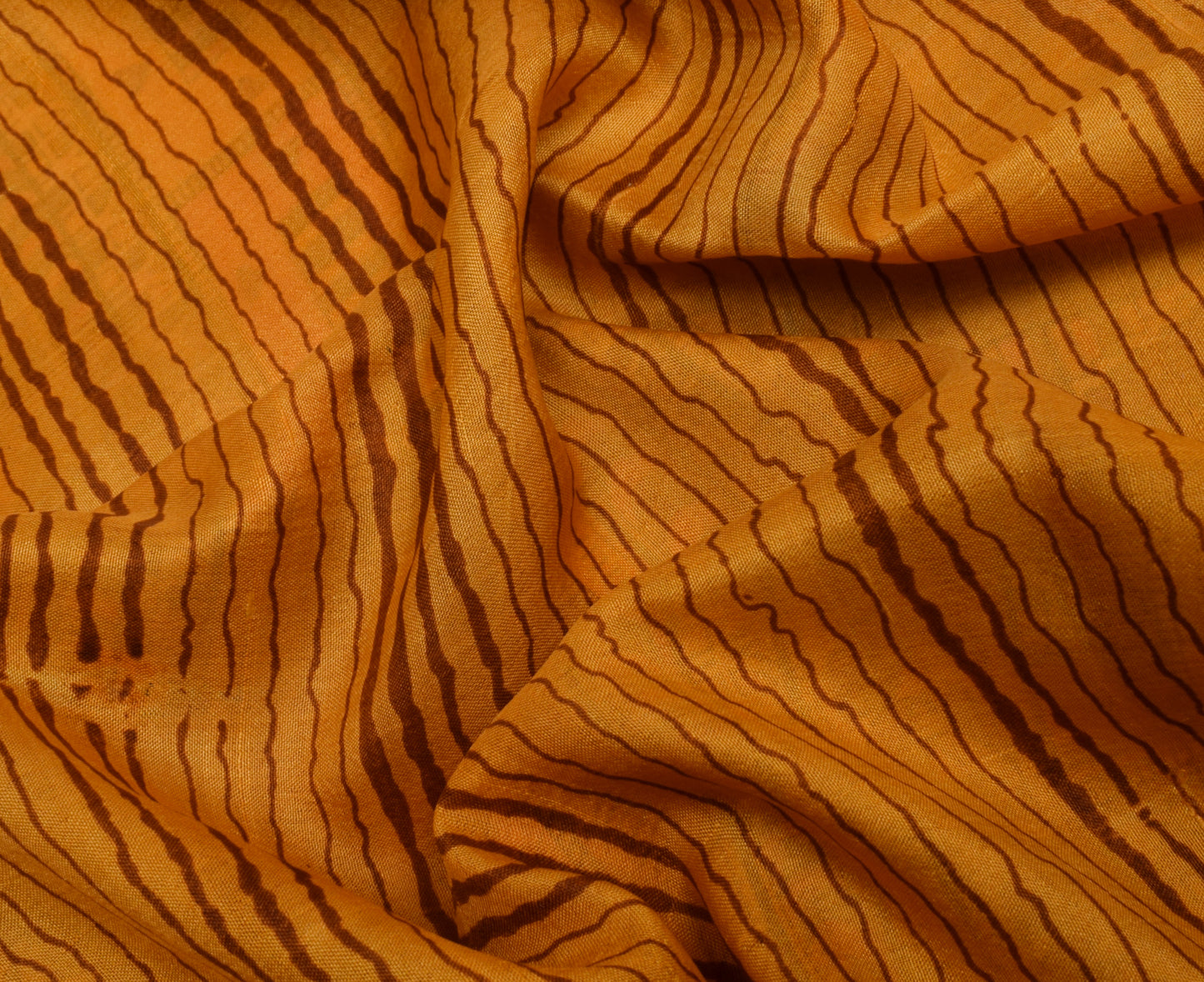 Sushila Vintage Mustard Saree 100% Pure Silk Printed 5 Yard Soft Craft Fabric