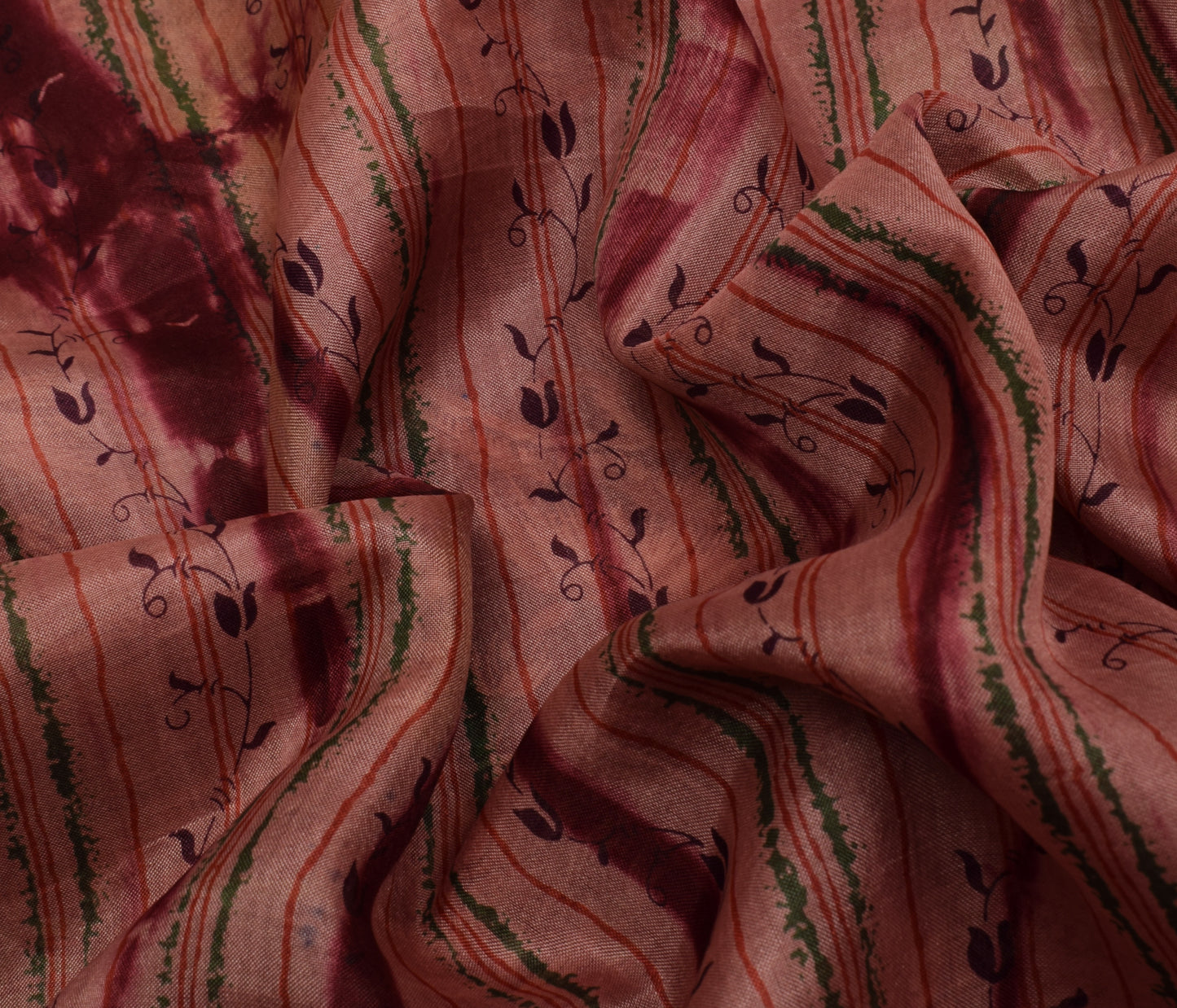 Sushila Vintage Indian Saree 100% Pure Silk Printed Floral Soft Craft Fabric