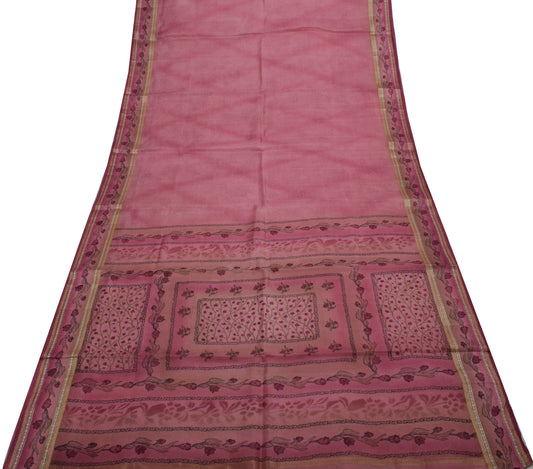 Sushila Vintage Indian Saree 100% Pure Silk Printed 5 Yard Soft Craft Fabric