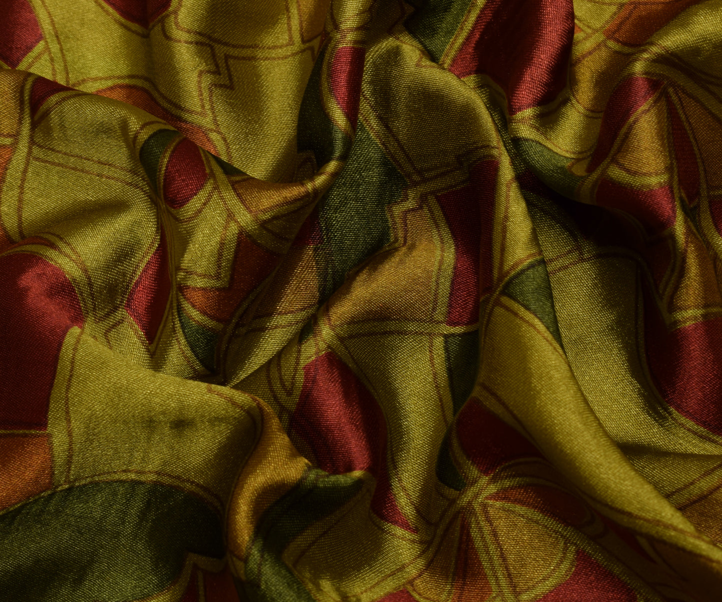 Sushila Vintage Green Indian Saree Blend Silk Printed 5 Yard Soft Craft Fabric