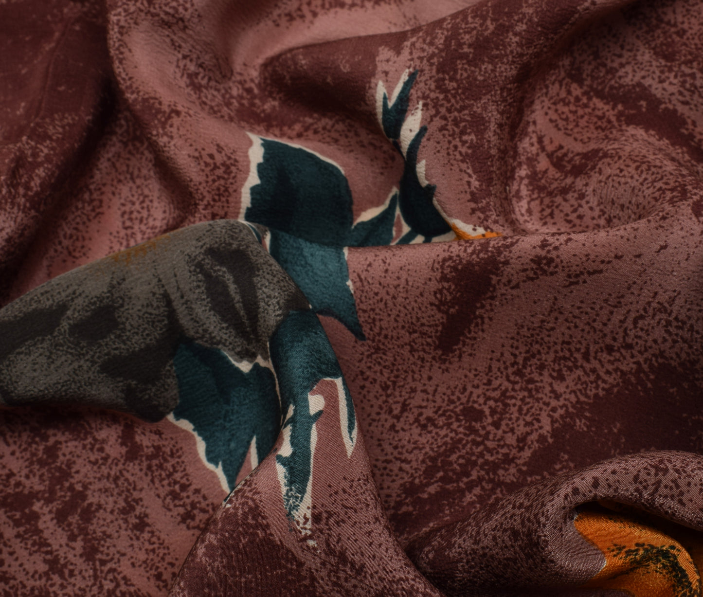 Sushila Vintage Indian Saree 100% Pure Crepe Silk Printed Floral Soft Fabric