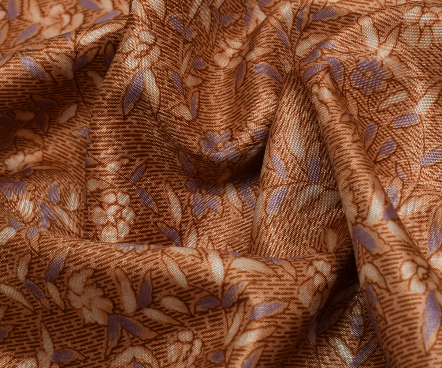Sushila Vintage Indian Saree Blend Silk Printed Floral5 Yard Soft Craft Fabric