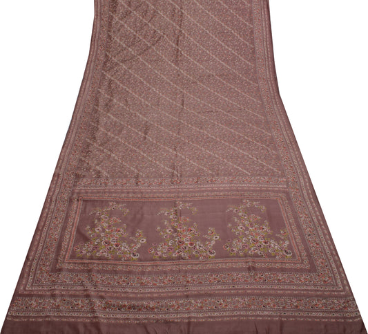 Sushila Vintage Indian Saree 100% Pure Silk Printed Floral Soft Craft Fabric