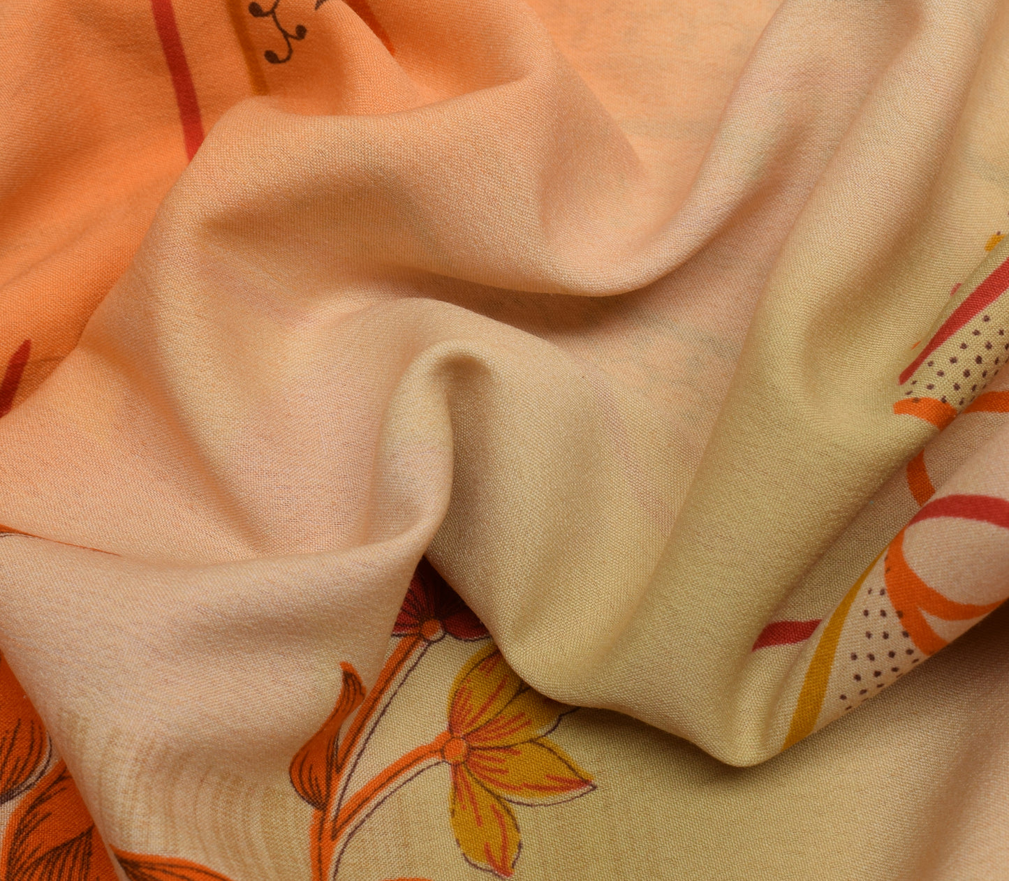 Sushila Vintage Indian Saree Blend Silk Printed Floral Soft Craft 5 Yard Fabric