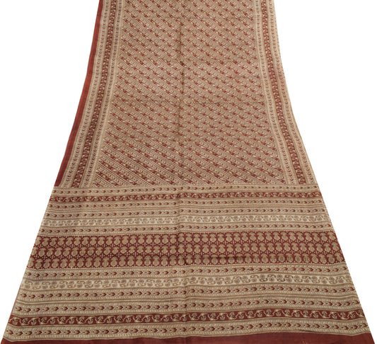 Sushila Vintage Indian Saree 100% Pure Silk Printed Pailsey Soft Craft Fabric
