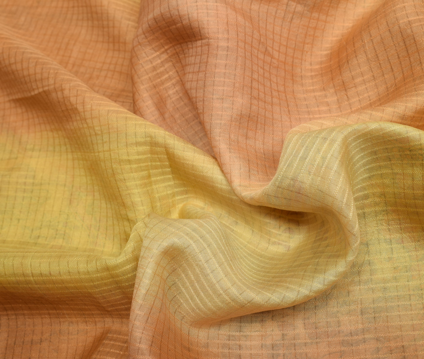 Sushila Vintage Yellow Saree 100% Pure Silk Printed Checks Soft Craft Fabric