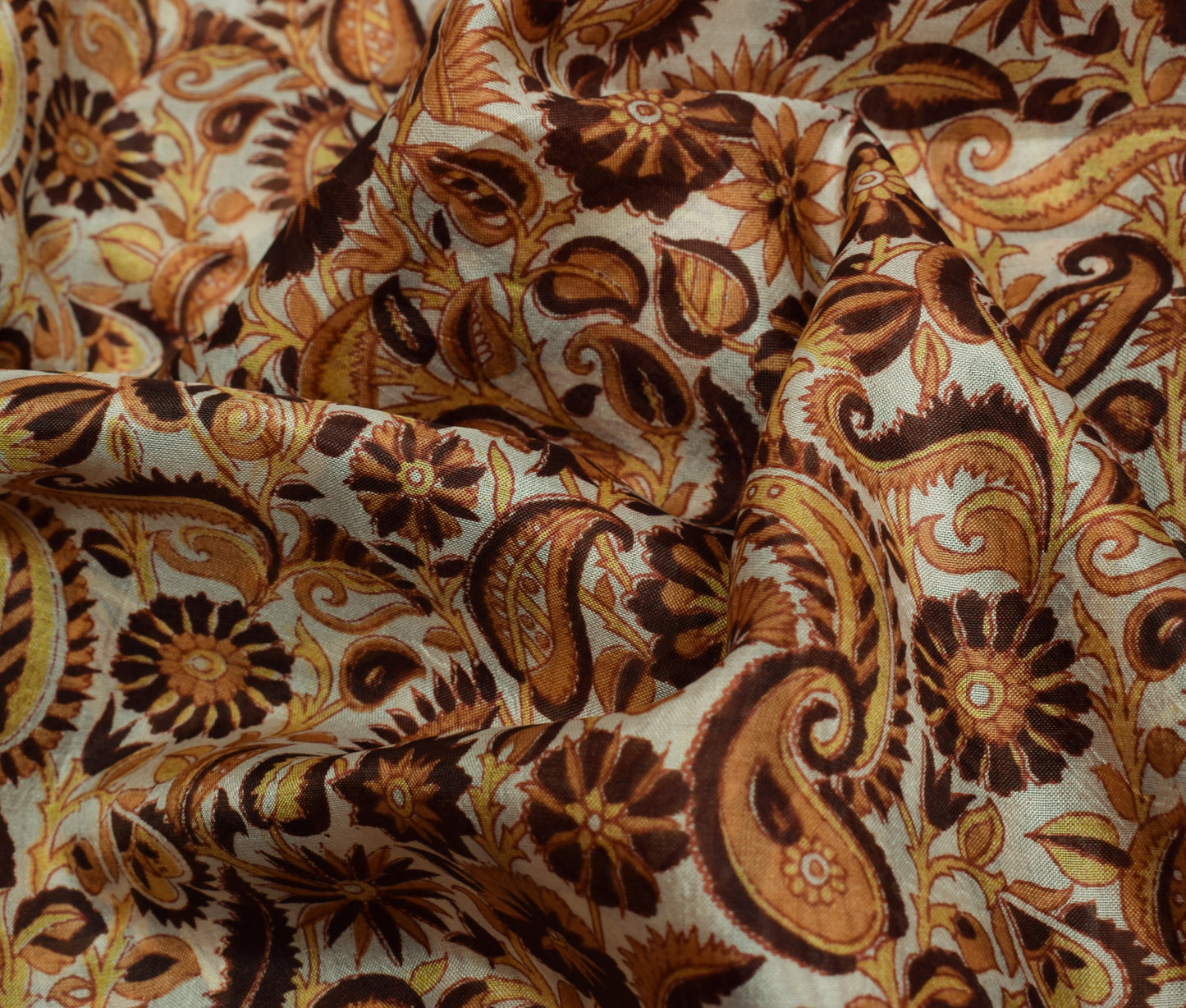 Sushila Vintage Saree 100% Pure Silk Printed Floral & Paisley 5 YD Craft Fabric