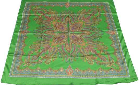 Sushila Vintage Green Women Scarf Blend Silk Printed Paisley Stole 41" x 38"