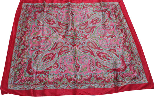 Sushila Vintage Pink Women Scarf Blend Silk Printed Floral Stole 39" x 38"