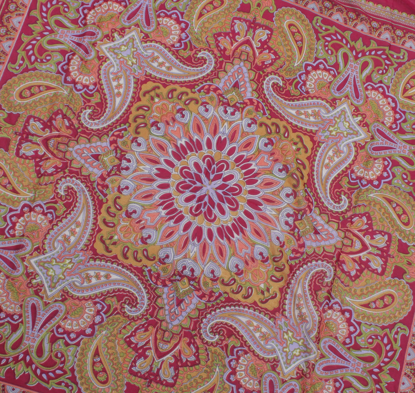 Sushila Vintage Magenta Women Scarf Blend Silk Printed Floral Stole 37" x 36"