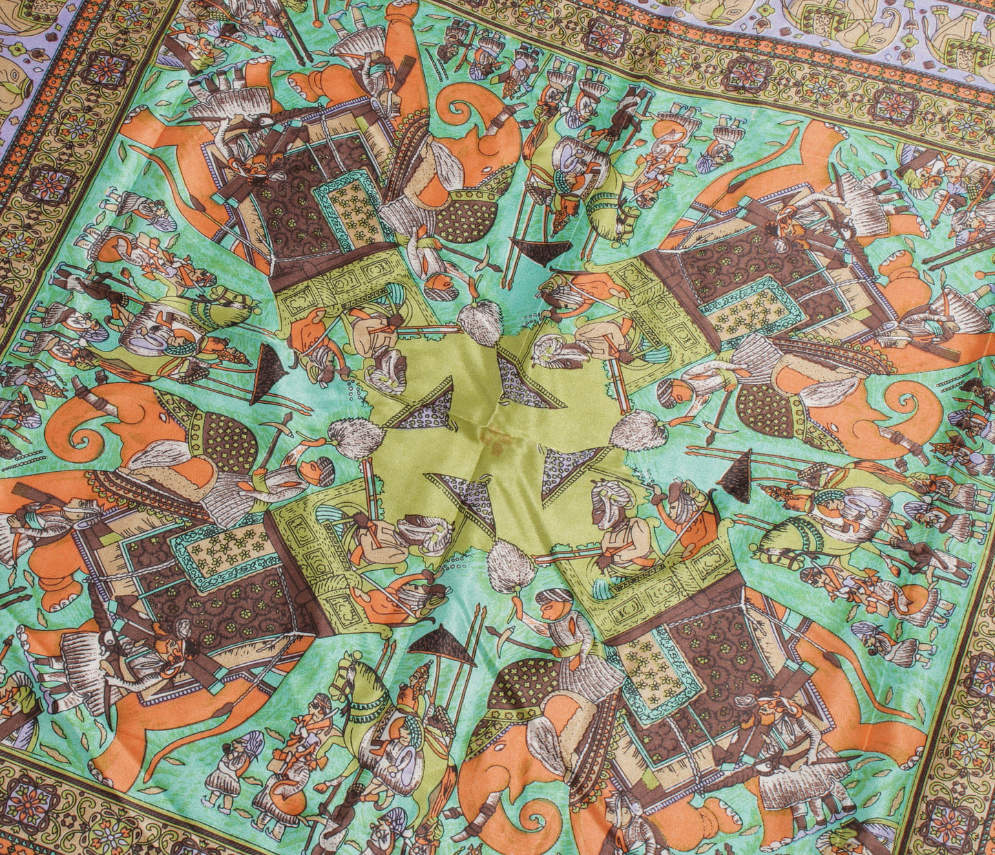 Sushila Vintage Multi-Color Women Neck Scarf Blend Silk Printed Stole 38" x 37"