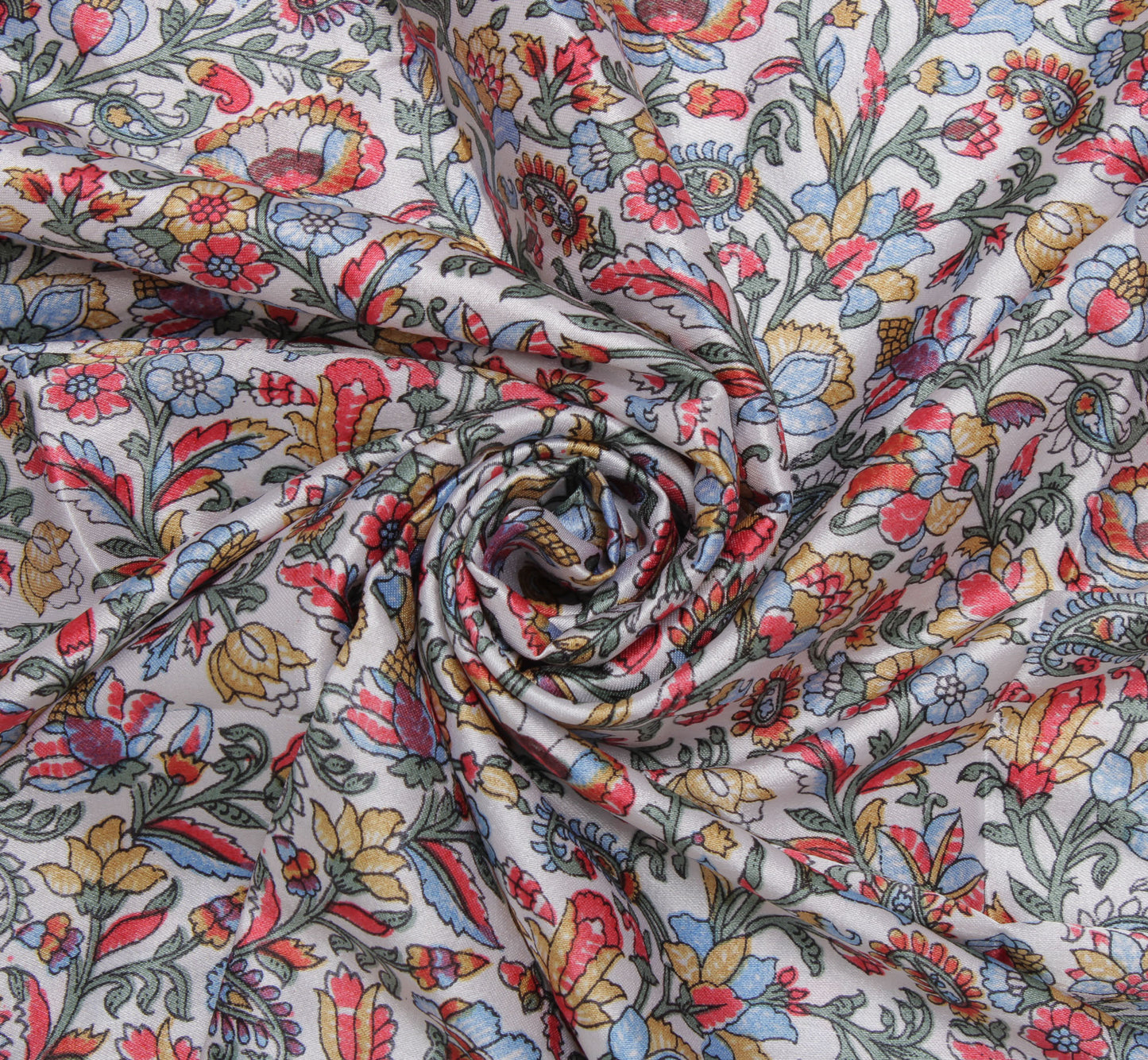 Sushila Vintage White Women Neck Scarf Blend Satin Printed Floral Stole 36"x 36"