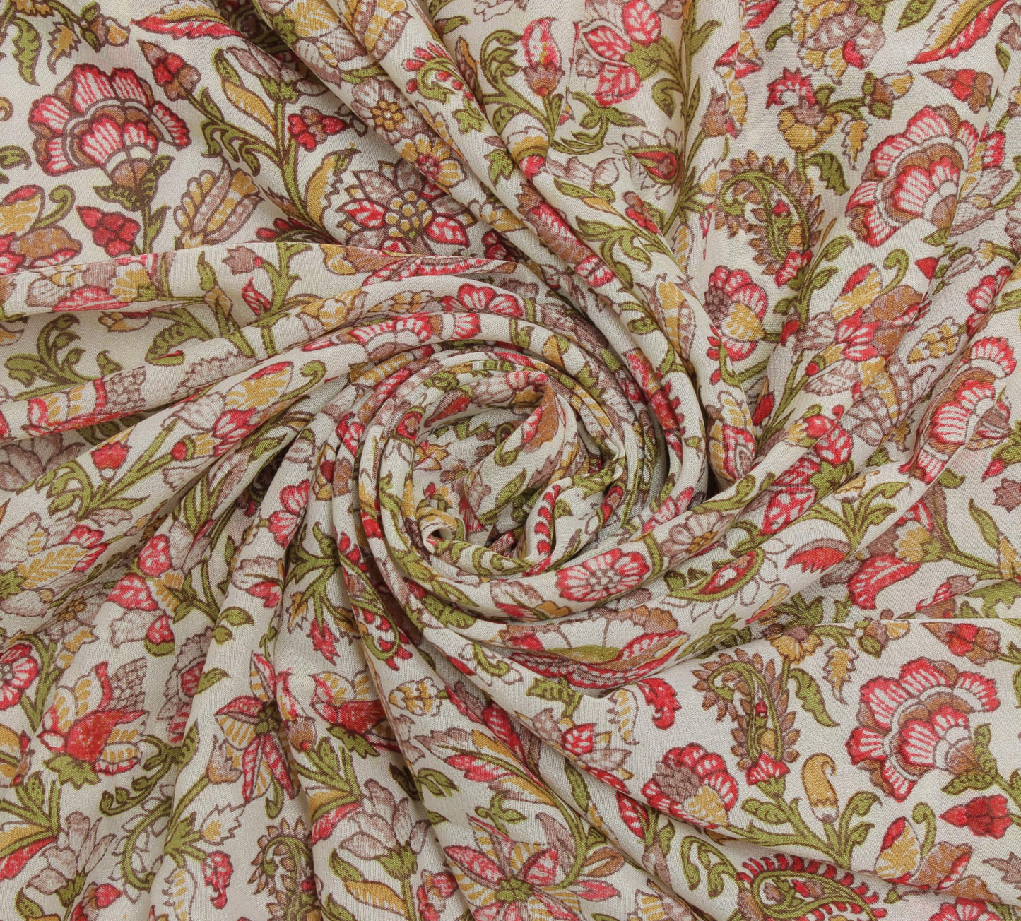 Sushila Vintage White Women Neck Scarf Blend Silk Printed Floral Stole 38" x 36"