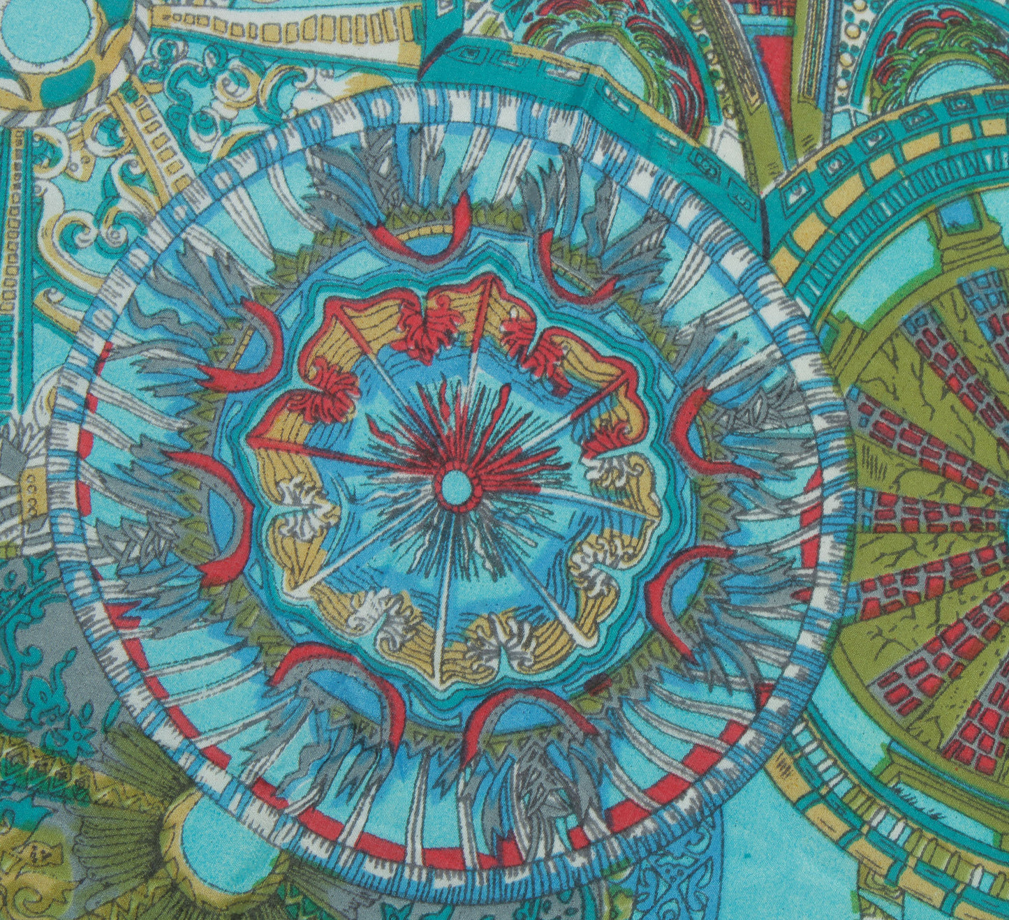 Sushila Vintage Blue Indian Women Scarf Blend Silk Printed Geometrical Stole