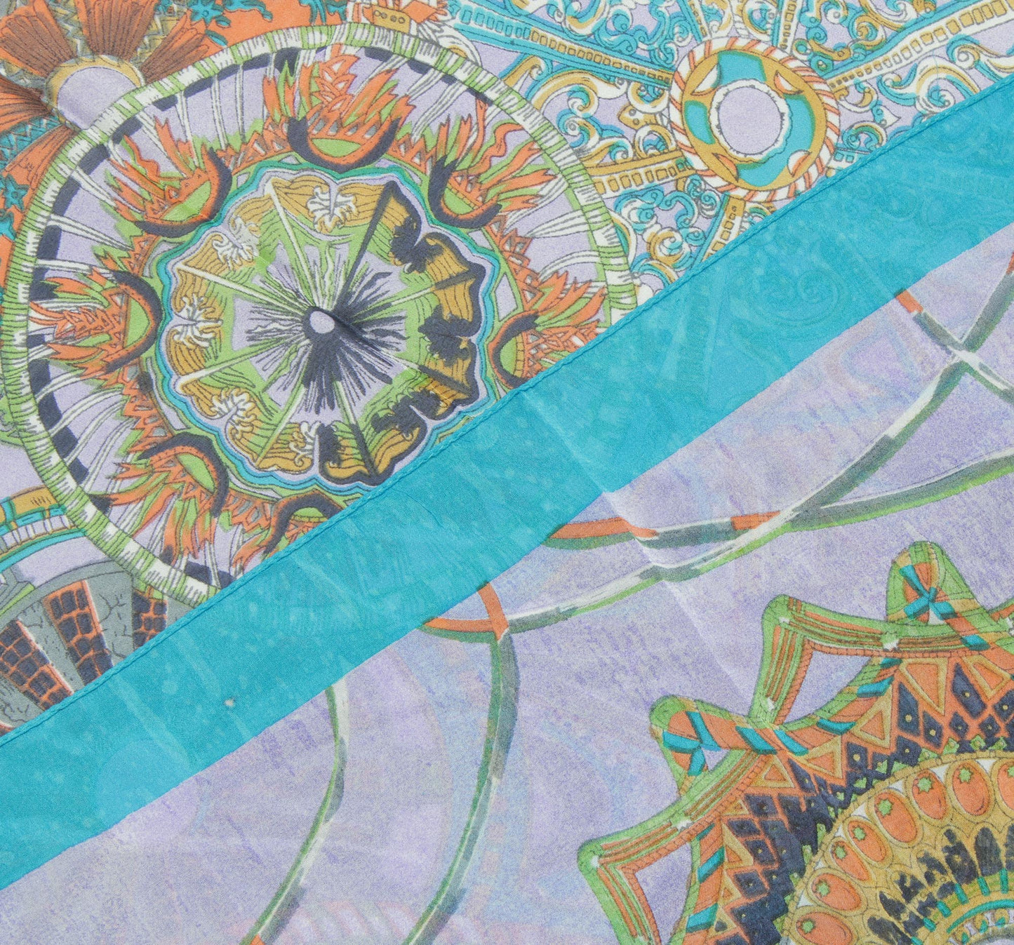 Sushila Vintage Purple Indian Women Scarf Blend Silk Printed Geometrical Stole