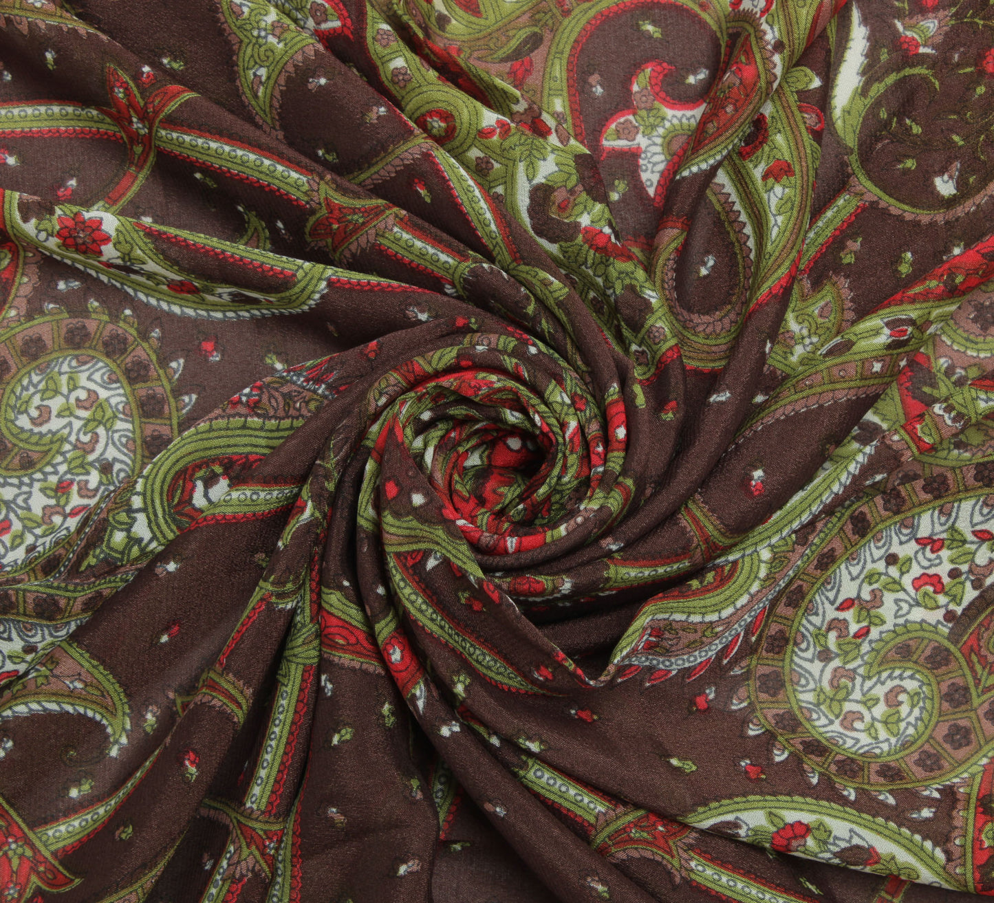 Sushila Vintage Brown Women Neck Scarf Blend Silk Printed Paisley Stole 36"x 36"