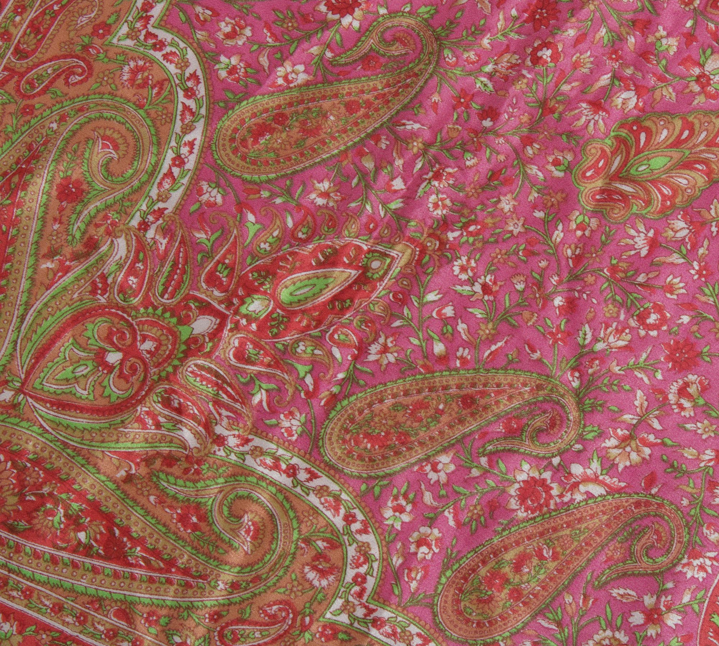Sushila Vintage Magenta Women Scarf Blend Silk Printed Floral Stole 37" x 37"