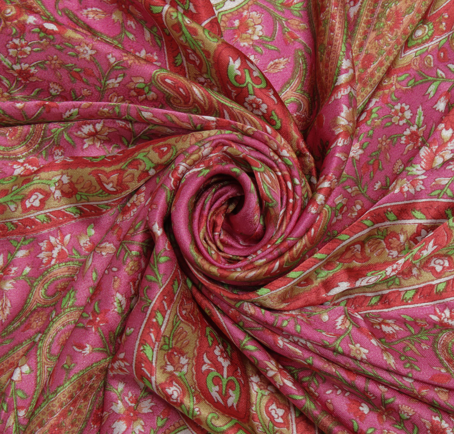 Sushila Vintage Magenta Women Scarf Blend Silk Printed Floral Stole 37" x 37"