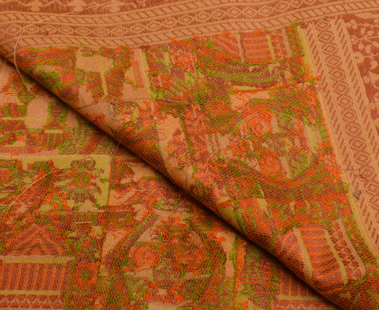 Sushila Vintage Indian Sari Remnant Scrap 100% Pure Silk Woven Craft Fabric