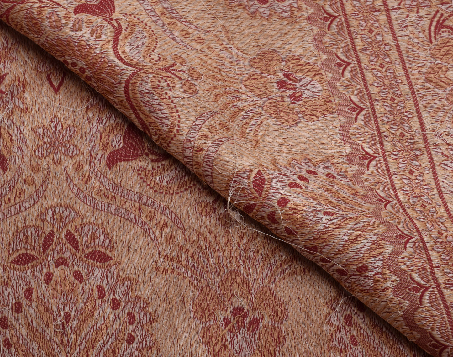 Sushila Vintage Red Indian Sari Remnant Scrap 100% Pure Silk Woven Craft Fabric