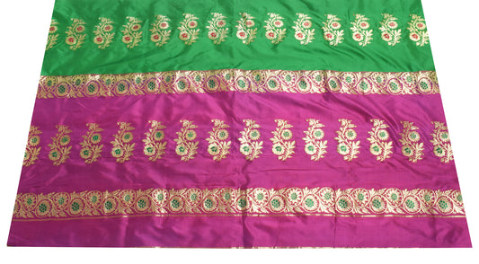 Sushila Vintage Pink Banarasi Sari Remnant Scrap Pure Silk Woven Craft Fabric