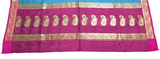 Sushila Vintage Purple Banarasi Silk Sari Remnant Scrap Paisley Craft Fabric