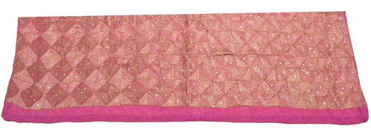 Sushila Vintage Pink Sari Remnant Scrap Chiffon Phulkari Embroidery Craft Fabric