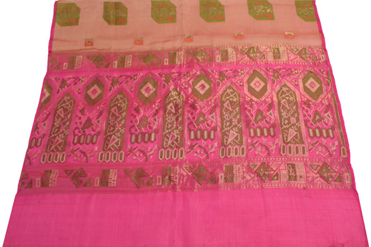 Sushila Vintage Magenta Silk Sari Remnant Scrap Multi Purpose Woven Craft Fabric