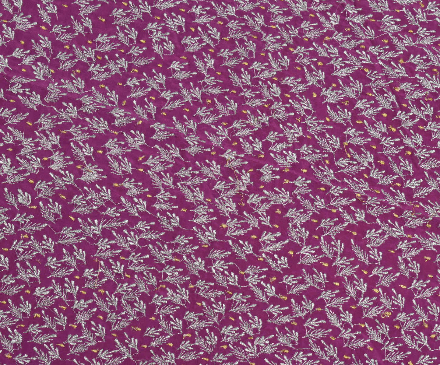 Sushila Vintage Purple Sari Remnant Scrap Crepe Silk Embroidered Craft Fabric