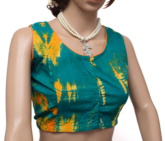Sushila Vintage Indian Readymade 38" Sari Blouse Pure Cotton Printed Choli