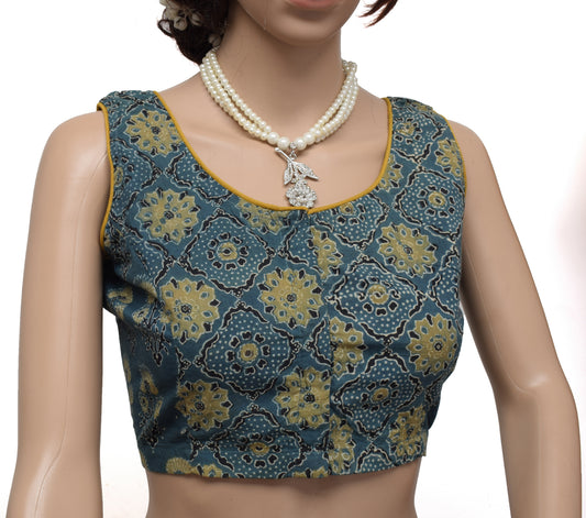 Sushila New Top Readymade Stitched Sari Blouse 38" Pure Cotton Printed Choli