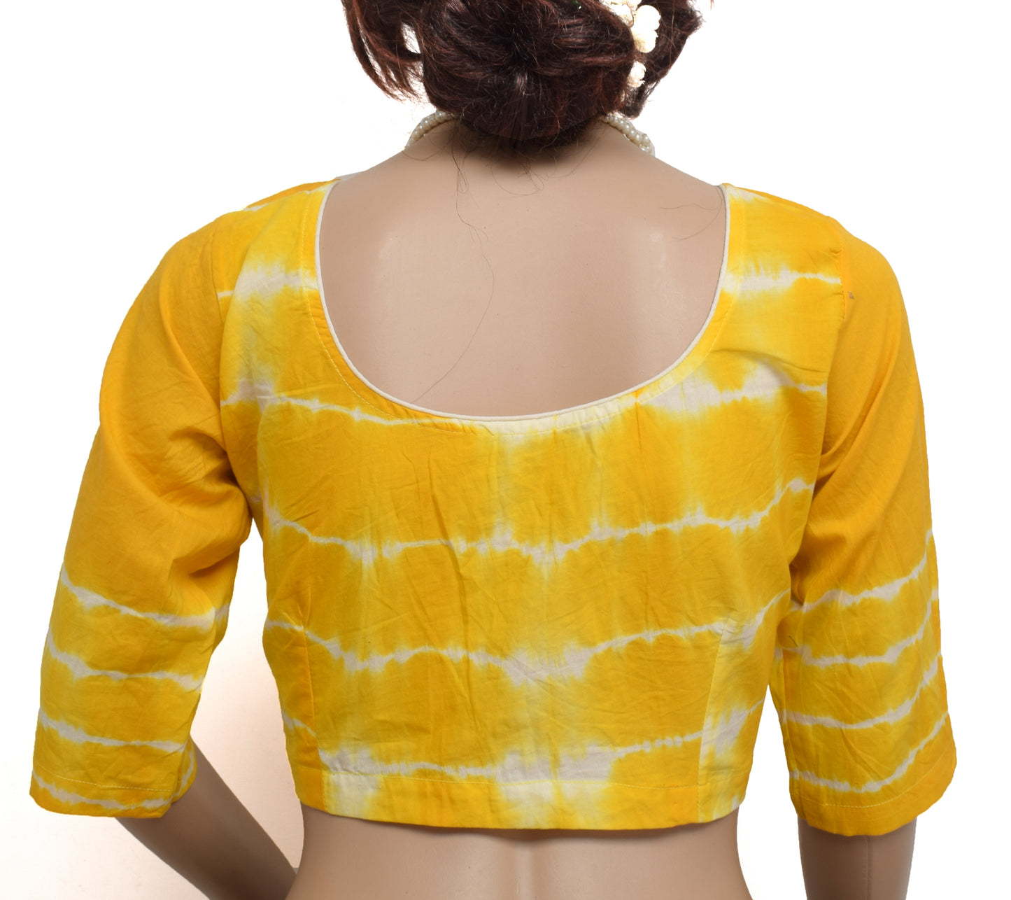 Sushila New Top Readymade Yellow Stitched Sari Blouse Pure Cotton Printed Choli