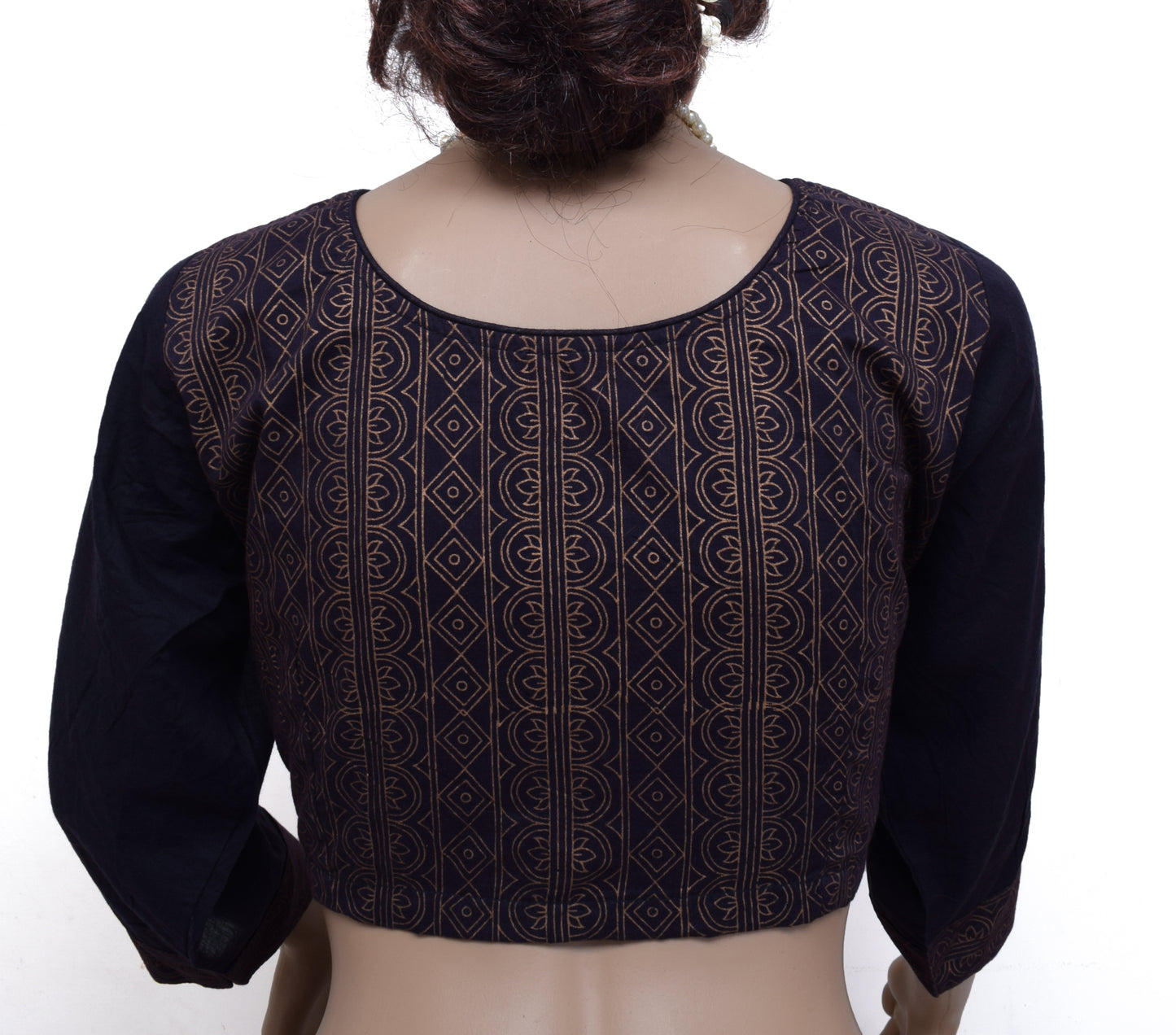 Sushila New Top Blue Readymade Stitched Sari Blouse Cotton Printed Blouse Choli 40"