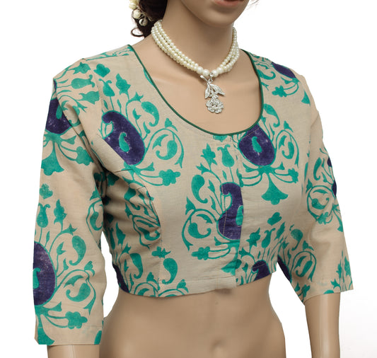 Sushila New Top Readymade 40" Sari Blouse Pure Cotton Printed Blouse Choli