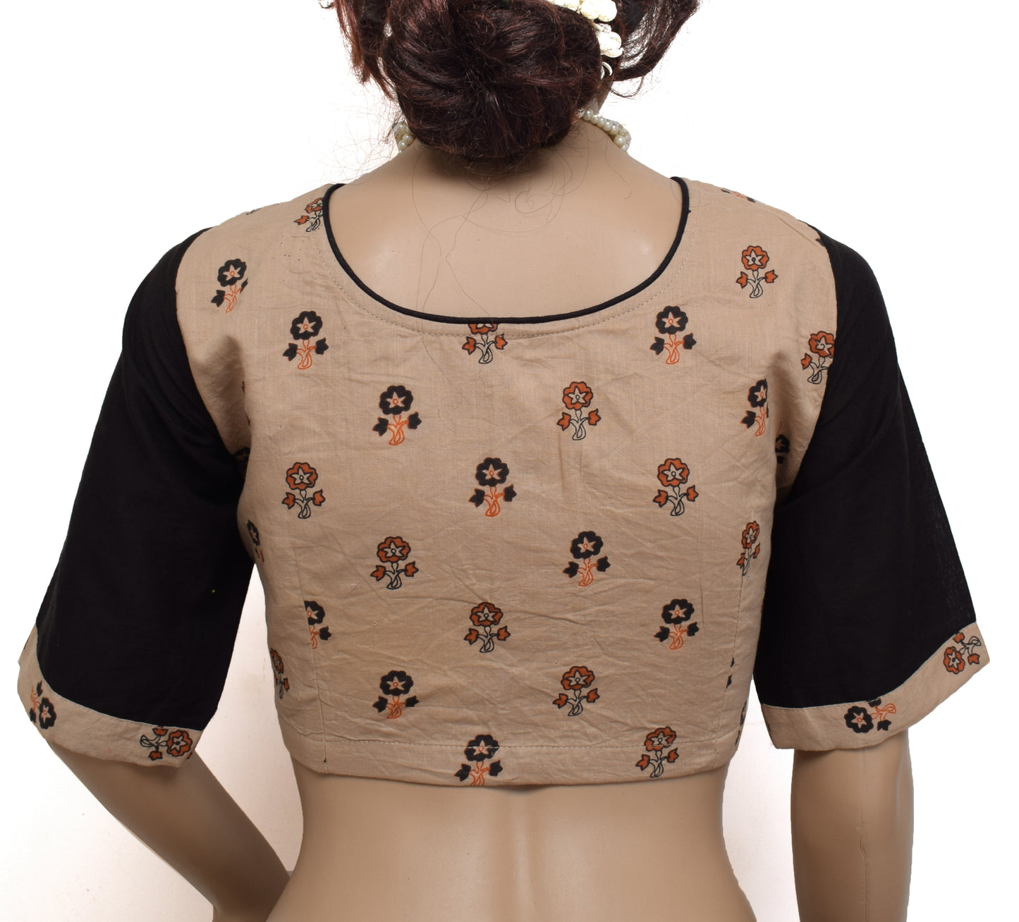 Sushila New Top Readymade Brown Stitched Sari Blouse Pure Cotton Printed Choli