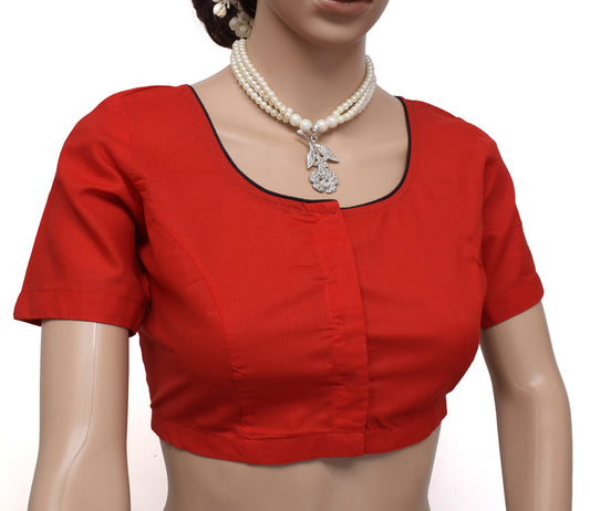 Sushila Vintage New 36" Sari Blouse Readymade Cotton Printed Red Choli