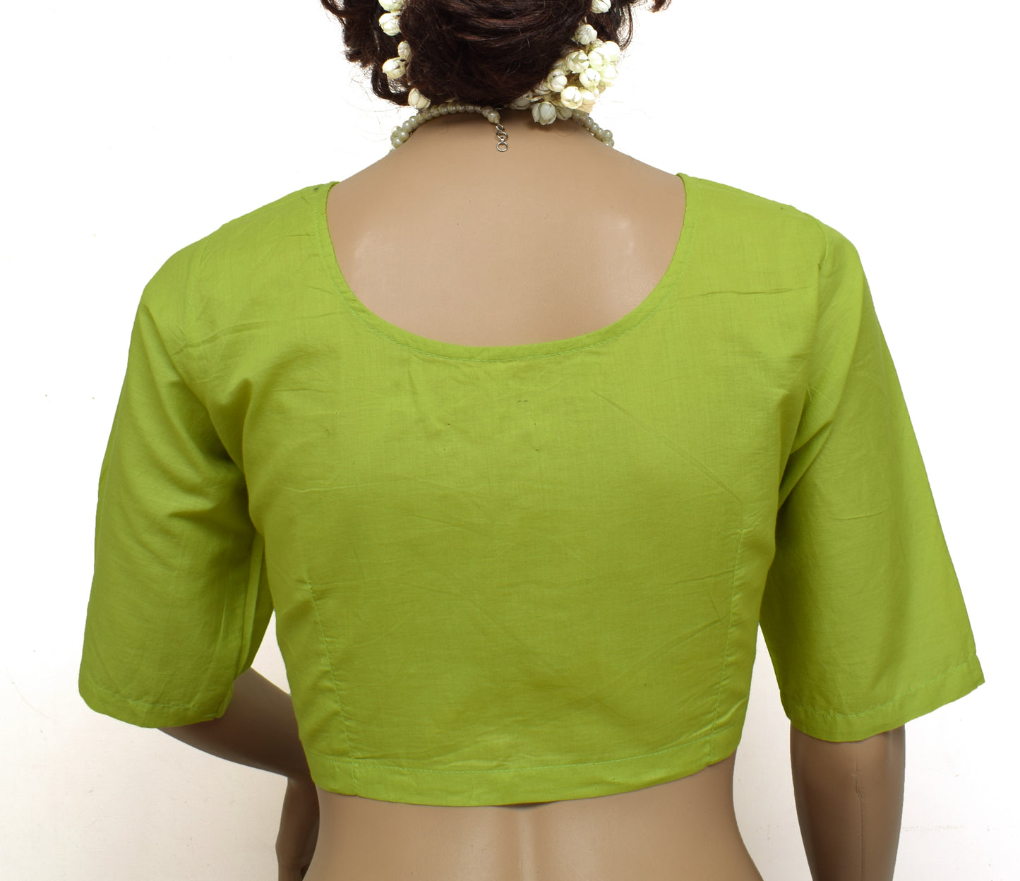 Sushila Vintage New 40" Green Stitched Plain Sari Blouse Pure Cotton Choli