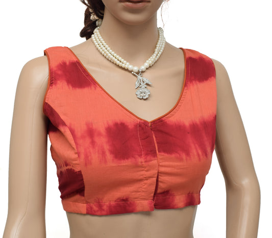 Sushila Vintage New Readymade 36"Peach Sari Blouse Cotton Printed Choli