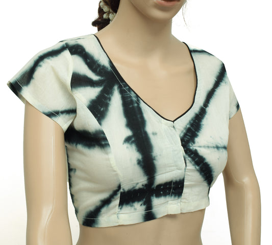 Sushila Vintage New Readymade Cream 36" Sari Blouse Cotton Printed Choli