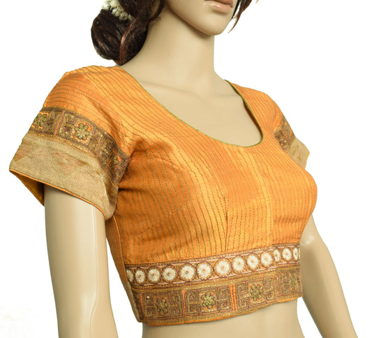Sushila Vintage Readymade Stitched Blouse 34" Pure Silk Embroidered Designer Top
