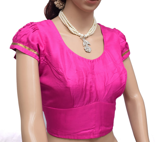 Sushila Vintage Fuchsia Readymade 38" Sari Blouse Pure Silk Designer Choli