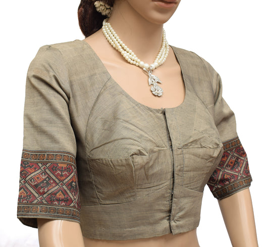 Sushila Vintage Readymade 38" Sari Blouse Art Silk Printed Designer Top