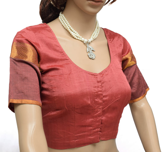 Sushila Vintage Readymade Stitched Sari Blouse 36" Pure Silk Woven Designer Top