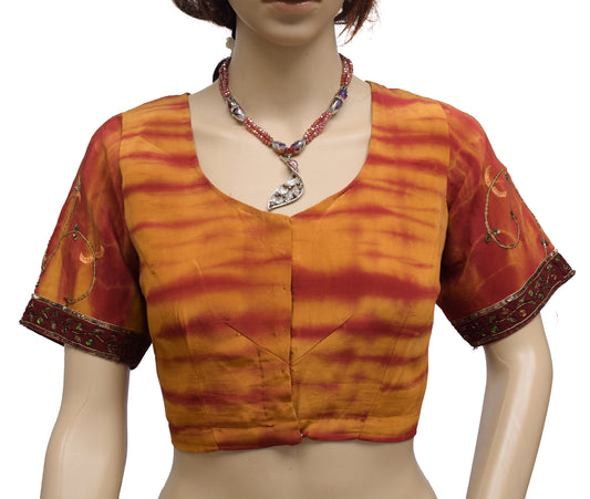 Sushila Vintage Readymade Stitched Sari Blouse Silk Hand Beaded Designer Choli