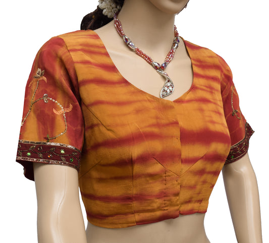 Sushila Vintage Readymade 38" Sari Blouse Silk Hand Beaded Designer Choli