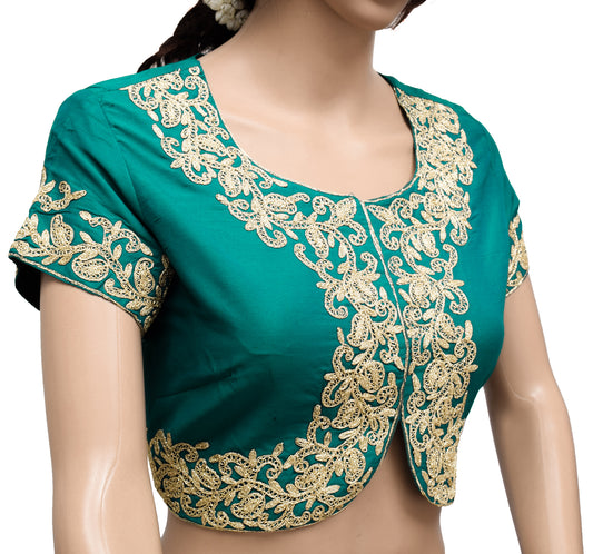 Sushila Vintage Rama Green Branded Readymade Stitched Sari Embroidered Blouse