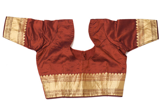 Sushila Vintage Maroon Readymade 28"Sari Blouse Silk Woven Designer Choli