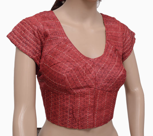 Sushila Vintage Readymade 38" Sari Blouse Silk Printed Designer Choli Top