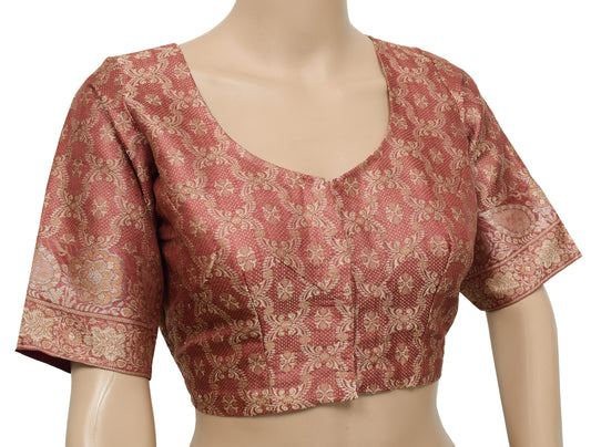 Sushila Vintage Readymade 36" Sari Blouse Silk Woven Floral Designer Choli