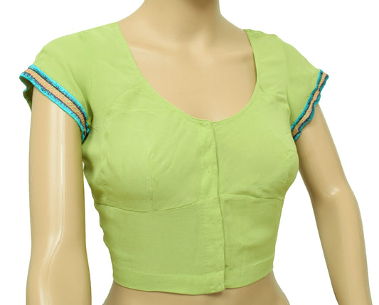 Sushila Vintage Readymade 38" Sari Blouse Georgette Green Designer Choli